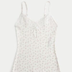 Hollister Women's White Floral Lace Trim Cami | XL